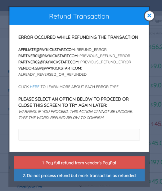 How To Handle Paypal Adaptive Refund Errors Paykickstart Help Center 